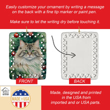 Load image into Gallery viewer, Siberian Cat By the Christmas Tree Porcelain Ornament