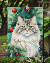 Load image into Gallery viewer, Siberian Cat Christmas Garden Flag - Cat by the Christmas Tree - Cat-Themed Holiday Yard Decor