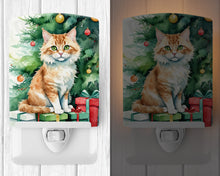 Load image into Gallery viewer, Skookum Cat By the Christmas Tree Ceramic Night Light