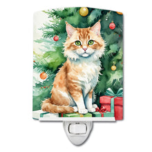 Load image into Gallery viewer, Skookum Cat By the Christmas Tree Ceramic Night Light