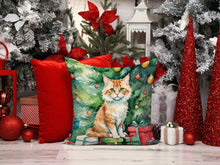 Load image into Gallery viewer, Skookum Cat By the Christmas Tree Throw Pillow