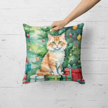 Load image into Gallery viewer, Skookum Cat By the Christmas Tree Throw Pillow