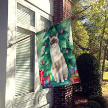 Load image into Gallery viewer, Snowshoe Cat By the Christmas Tree House Flag