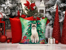 Load image into Gallery viewer, Snowshoe Cat By the Christmas Tree Throw Pillow