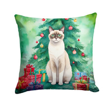 Load image into Gallery viewer, Snowshoe Cat By the Christmas Tree Throw Pillow