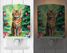 Load image into Gallery viewer, Sokoke Cat By the Christmas Tree Ceramic Night Light