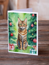 Load image into Gallery viewer, Sokoke Cat By the Christmas Tree Greeting Cards - Blank Note Cards – 8-Pack of Artist-Designed Cards with Envelopes