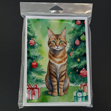 Load image into Gallery viewer, Sokoke Cat By the Christmas Tree Greeting Cards - Blank Note Cards – 8-Pack of Artist-Designed Cards with Envelopes