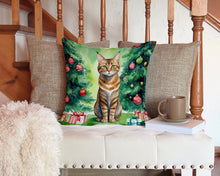 Load image into Gallery viewer, Sokoke Cat By the Christmas Tree Throw Pillow - 14x14 Decorative Pillow – Art for Your Home &amp; Patio
