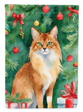 Load image into Gallery viewer, Somali Cat By the Christmas Tree House Flag