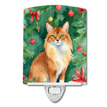 Load image into Gallery viewer, Somali Cat By the Christmas Tree Ceramic Night Light