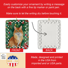 Load image into Gallery viewer, Somali Cat By the Christmas Tree Porcelain Ornament