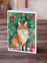 Load image into Gallery viewer, Somali Cat By the Christmas Tree Greeting Cards - Blank Note Cards – 8-Pack of Artist-Designed Cards with Envelopes