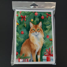 Load image into Gallery viewer, Somali Cat By the Christmas Tree Greeting Cards - Blank Note Cards – 8-Pack of Artist-Designed Cards with Envelopes