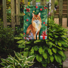 Load image into Gallery viewer, Somali Cat Christmas Garden Flag - Cat by the Christmas Tree - Cat-Themed Holiday Yard Decor