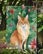 Load image into Gallery viewer, Somali Cat Christmas Garden Flag - Cat by the Christmas Tree - Cat-Themed Holiday Yard Decor