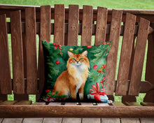Load image into Gallery viewer, Somali Cat By the Christmas Tree Throw Pillow - 14x14 Decorative Pillow – Art for Your Home &amp; Patio