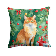 Load image into Gallery viewer, Somali Cat By the Christmas Tree Throw Pillow - 14x14 Decorative Pillow – Art for Your Home &amp; Patio