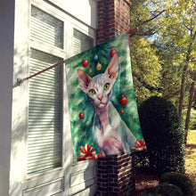 Load image into Gallery viewer, Sphynx Cat By the Christmas Tree House Flag