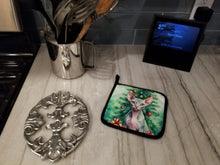Load image into Gallery viewer, Sphynx Cat By the Christmas Tree Pot Holders - Set of 2 Decorative Kitchen Helpers | Made in the USA