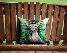 Load image into Gallery viewer, Sphynx Cat By the Christmas Tree Throw Pillow - 14x14 Decorative Pillow – Art for Your Home &amp; Patio