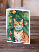 Load image into Gallery viewer, Suphalak Cat By the Christmas Tree Greeting Cards - Blank Note Cards – 8-Pack of Artist-Designed Cards with Envelopes