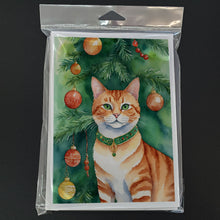 Load image into Gallery viewer, Suphalak Cat By the Christmas Tree Greeting Cards - Blank Note Cards – 8-Pack of Artist-Designed Cards with Envelopes