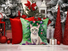 Load image into Gallery viewer, Thai Lilac Cat By the Christmas Tree Throw Pillow