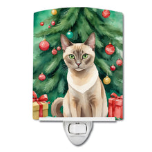 Load image into Gallery viewer, Tonkinese Cat By the Christmas Tree Ceramic Night Light