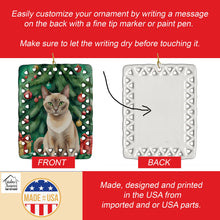 Load image into Gallery viewer, Tonkinese Cat By the Christmas Tree Porcelain Ornament