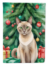 Load image into Gallery viewer, Tonkinese Christmas Garden Flag - Cat by the Christmas Tree - Cat-Themed Holiday Yard Decor