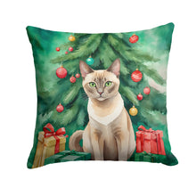 Load image into Gallery viewer, Tonkinese Cat By the Christmas Tree Throw Pillow - 14x14 Decorative Pillow – Art for Your Home &amp; Patio