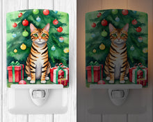 Load image into Gallery viewer, Toyger Cat By the Christmas Tree Ceramic Night Light