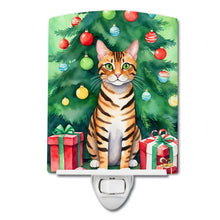 Load image into Gallery viewer, Toyger Cat By the Christmas Tree Ceramic Night Light