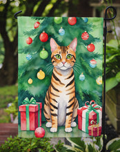 Load image into Gallery viewer, Toyger Christmas Garden Flag - Cat by the Christmas Tree - Cat-Themed Holiday Yard Decor