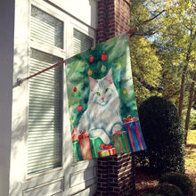 Load image into Gallery viewer, Turkish Angora Cat By the Christmas Tree House Flag