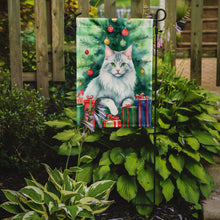 Load image into Gallery viewer, Turkish Angora Cat Christmas Garden Flag - Cat by the Christmas Tree - Cat-Themed Holiday Yard Decor