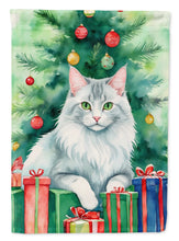 Load image into Gallery viewer, Turkish Angora Cat Christmas Garden Flag - Cat by the Christmas Tree - Cat-Themed Holiday Yard Decor