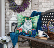 Load image into Gallery viewer, Turkish Angora Cat By the Christmas Tree Throw Pillow