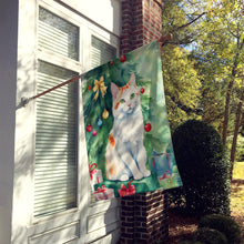 Load image into Gallery viewer, Turkish Van Cat By the Christmas Tree House Flag