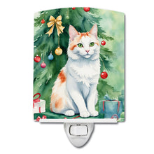 Load image into Gallery viewer, Turkish Van Cat By the Christmas Tree Ceramic Night Light