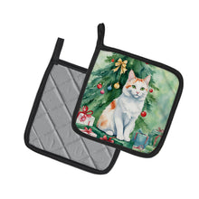 Load image into Gallery viewer, Turkish Van Cat By the Christmas Tree Pot Holders - Set of 2 Decorative Kitchen Helpers | Made in the USA