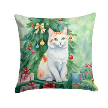 Load image into Gallery viewer, Turkish Van Cat By the Christmas Tree Throw Pillow - 14x14 Decorative Pillow – Art for Your Home &amp; Patio