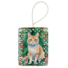 Load image into Gallery viewer, Ural Rex Cat By the Christmas Tree Porcelain Ornament