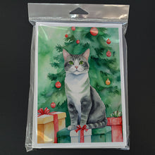 Load image into Gallery viewer, Ural Rex Cat By the Christmas Tree Greeting Cards - Blank Note Cards – 8-Pack of Artist-Designed Cards with Envelopes