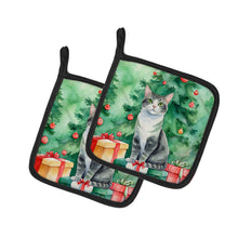 Load image into Gallery viewer, Ural Rex Cat By the Christmas Tree Pot Holders - Set of 2 Decorative Kitchen Helpers | Made in the USA