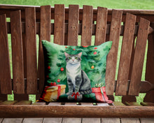 Load image into Gallery viewer, Ural Rex Cat By the Christmas Tree Throw Pillow - 14x14 Decorative Pillow – Art for Your Home &amp; Patio