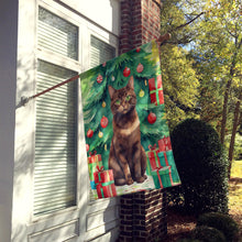 Load image into Gallery viewer, York Chocolate Cat By the Christmas Tree House Flag