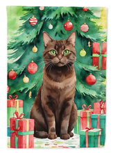 Load image into Gallery viewer, York Chocolate Cat By the Christmas Tree House Flag