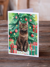 Load image into Gallery viewer, York Chocolate Cat By the Christmas Tree Greeting Cards - Blank Note Cards – 8-Pack of Artist-Designed Cards with Envelopes